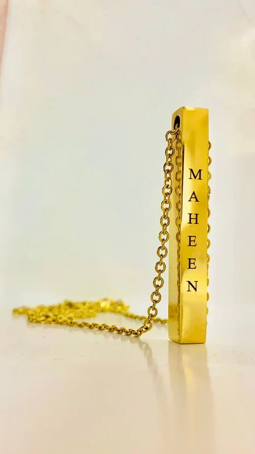 Customize name engraved 4D bar necklace by Classic Collection