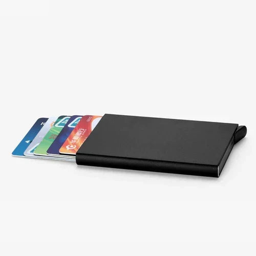 Slim aluminum RFID card wallet with pop-up push button – photo 3