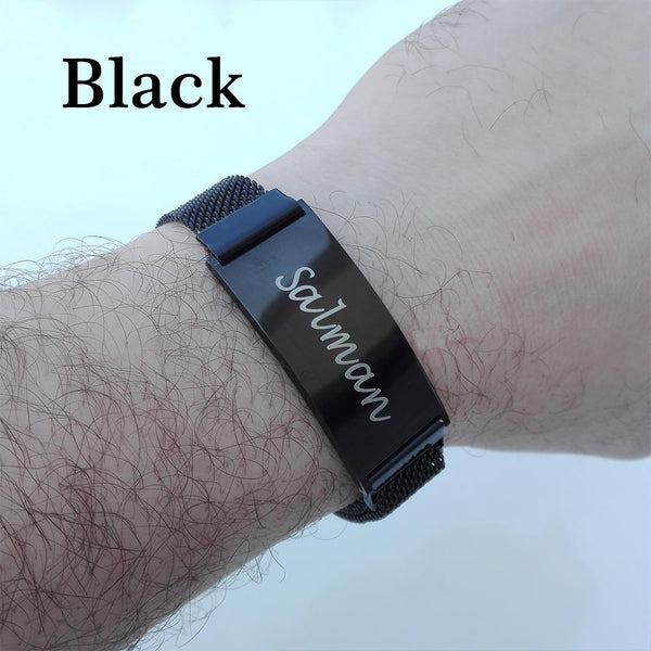 Name bracelet with unisex magnetic strap