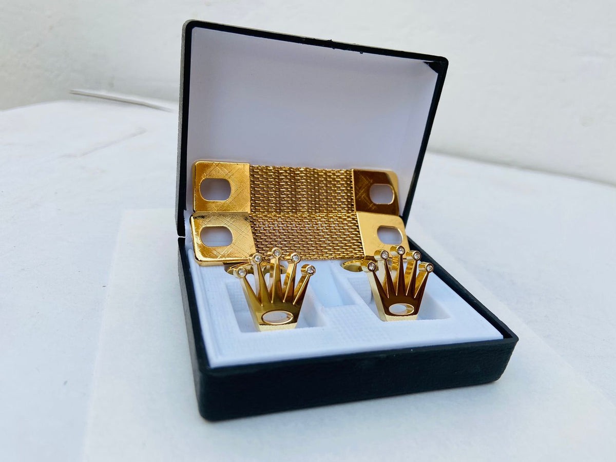 Crown cufflinks with logo box and chain – photo 2