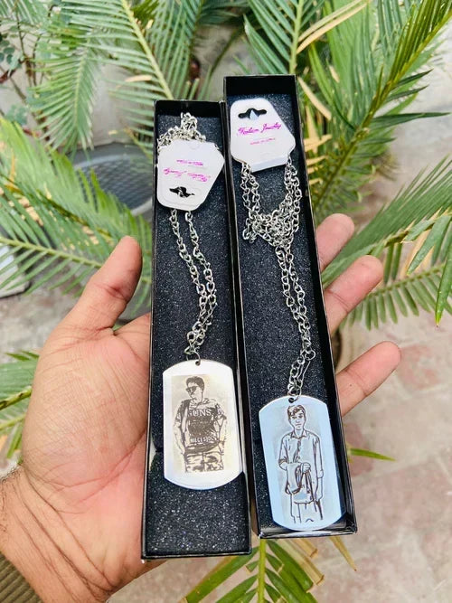 Customize engraved unisex locket with chain – photo 2