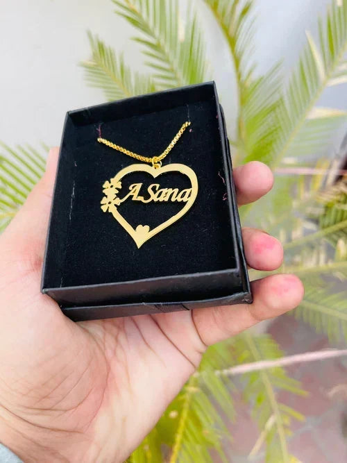Customized heart-shaped name necklace by Classic Collection