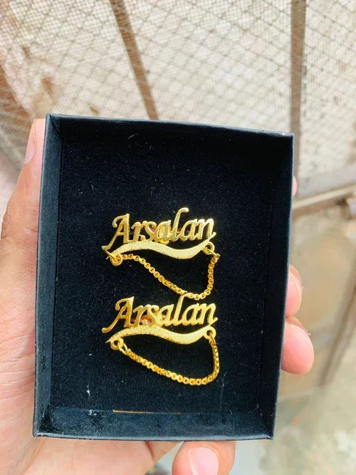 Customize name cufflinks with chain by Classic Collection – photo 4