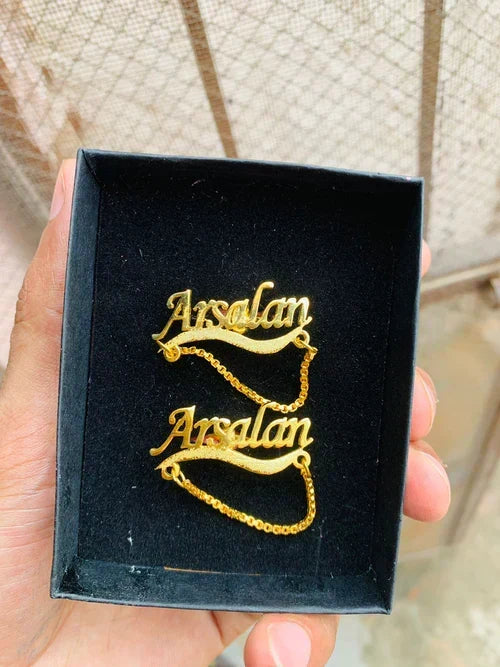 Customize name cufflinks with chain by Classic Collection – photo 5