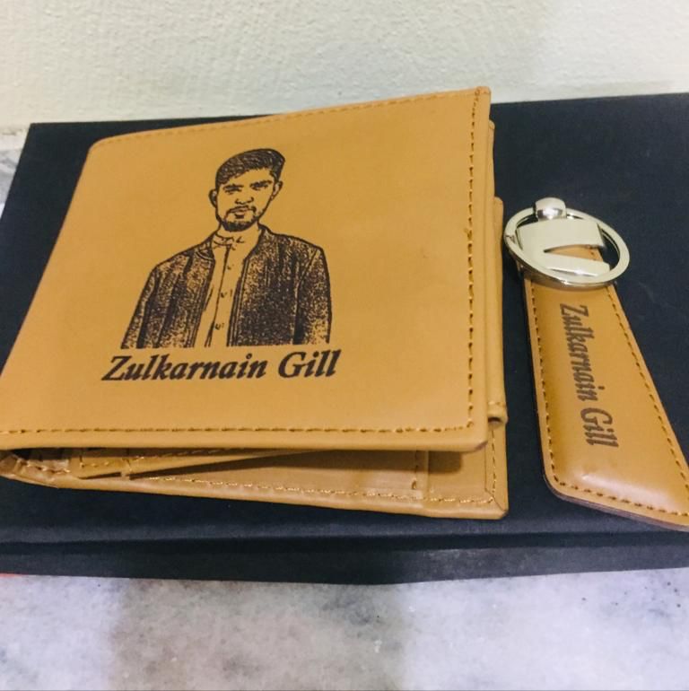 Wallet and keychain set personalized with your picture and name, with gift box – photo 2