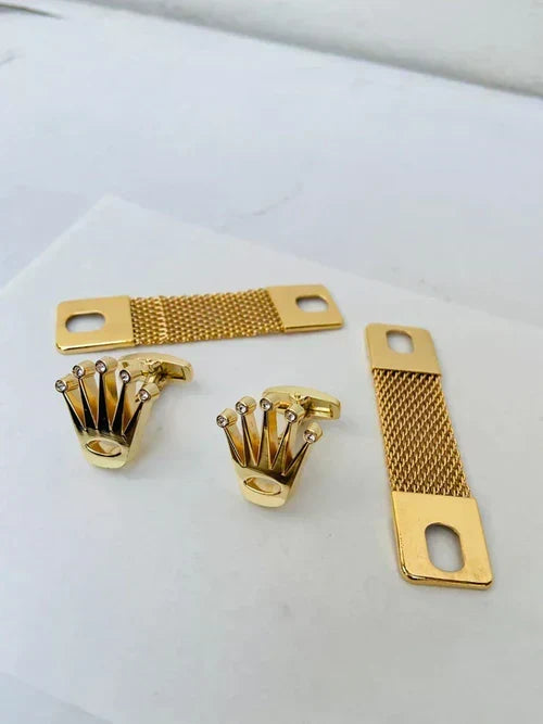 Cufflinks with box and chain in gold and silver – photo 2