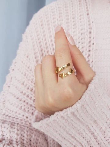 Customize double name ring