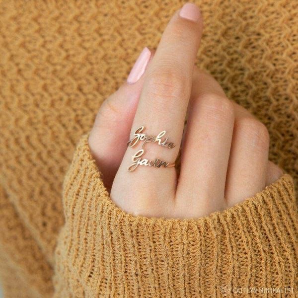Customize double name ring – photo 4