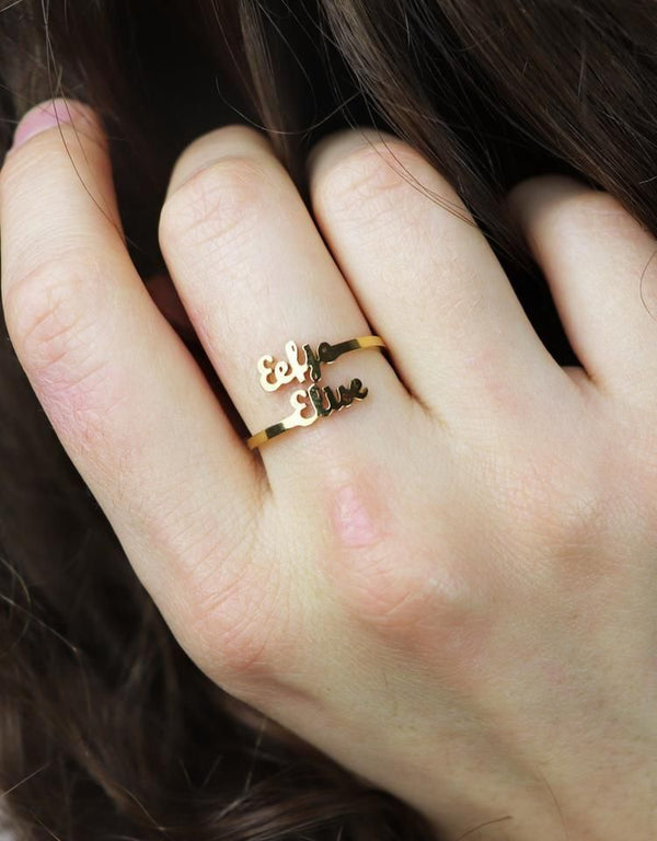 Customize double name ring – photo 5