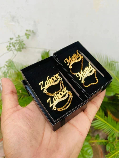 Customize name cufflinks with chain by Classic Collection – photo 2