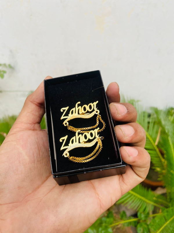 Customize name cufflinks with chain – photo 2
