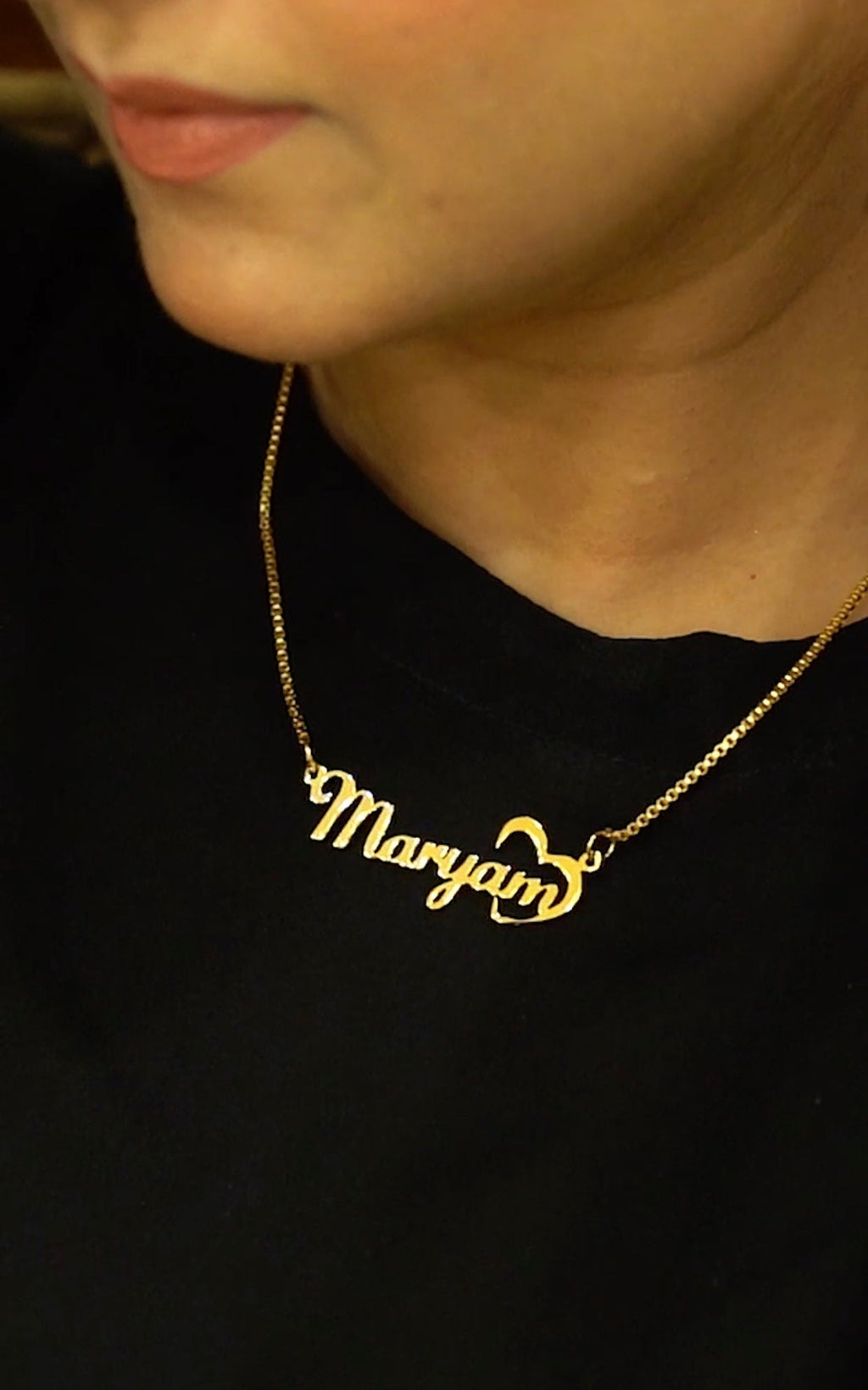 Customized heart necklace, 24K gold plated