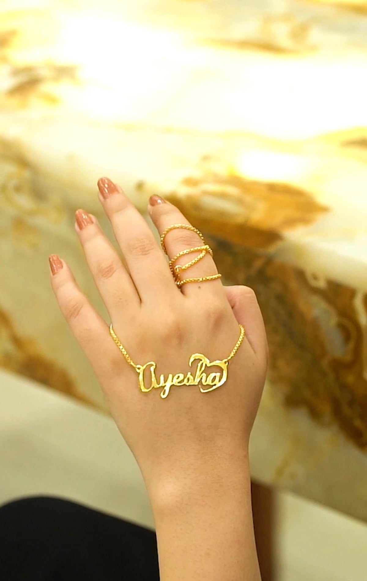 Customized heart necklace, 24K gold plated – photo 3