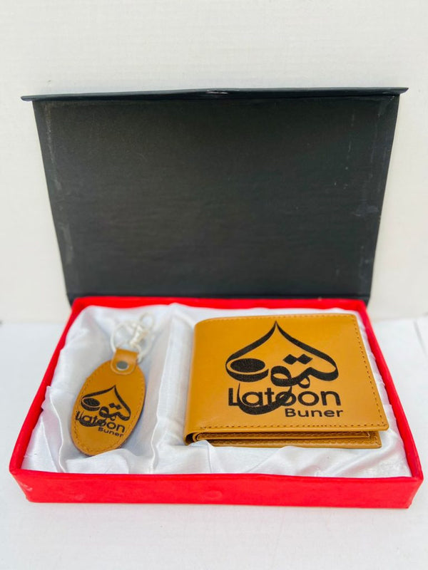 Wallet and keychain set personalized with your sketch and name, with gift box – photo 3
