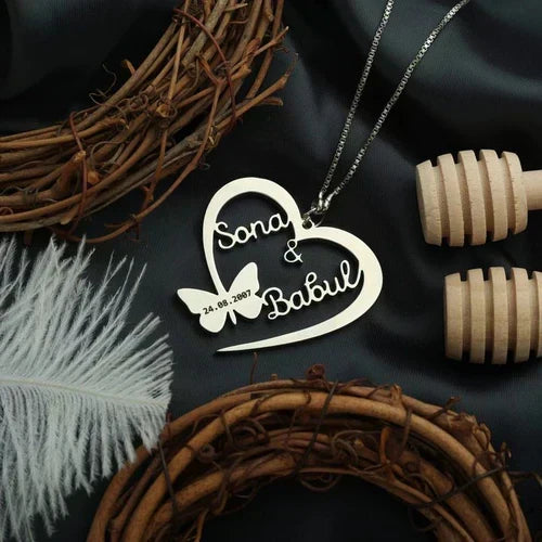 Customize heart name necklace