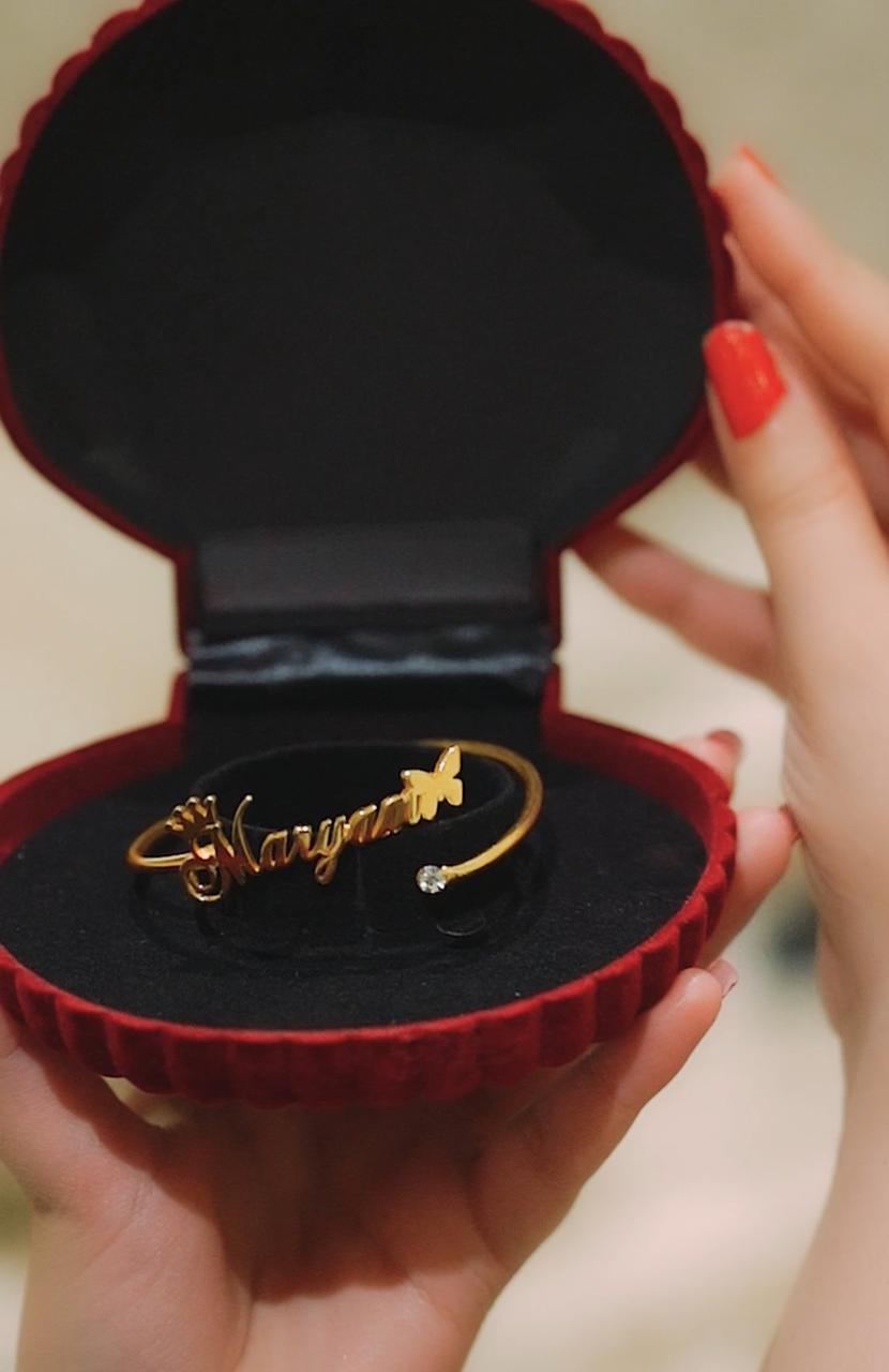 Customize name bangle for girls with stone – photo 5