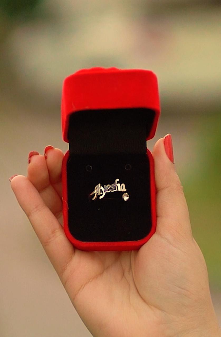 Customized name pipe ring with stone – photo 4