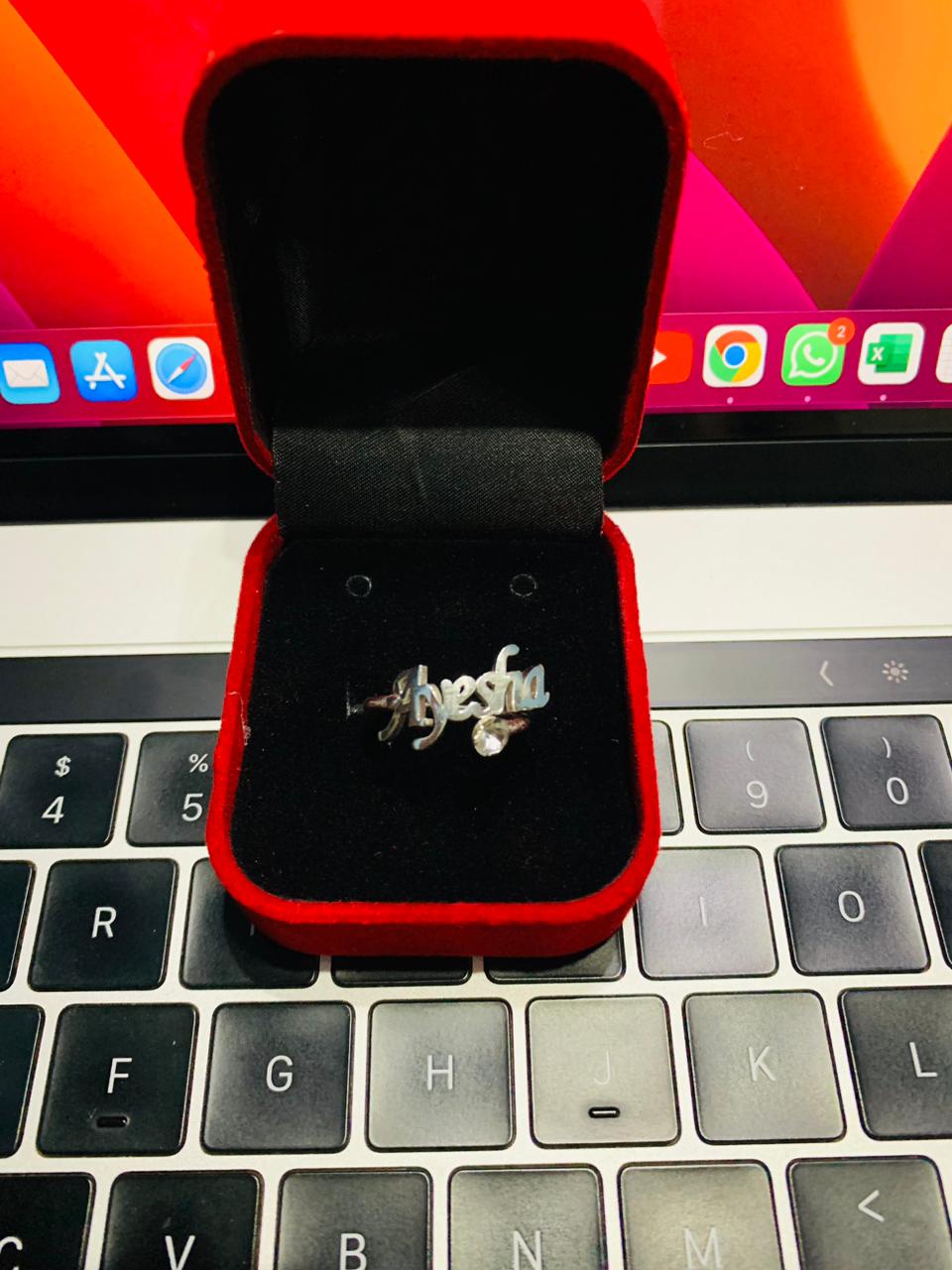 Customized name pipe ring with stone – photo 5