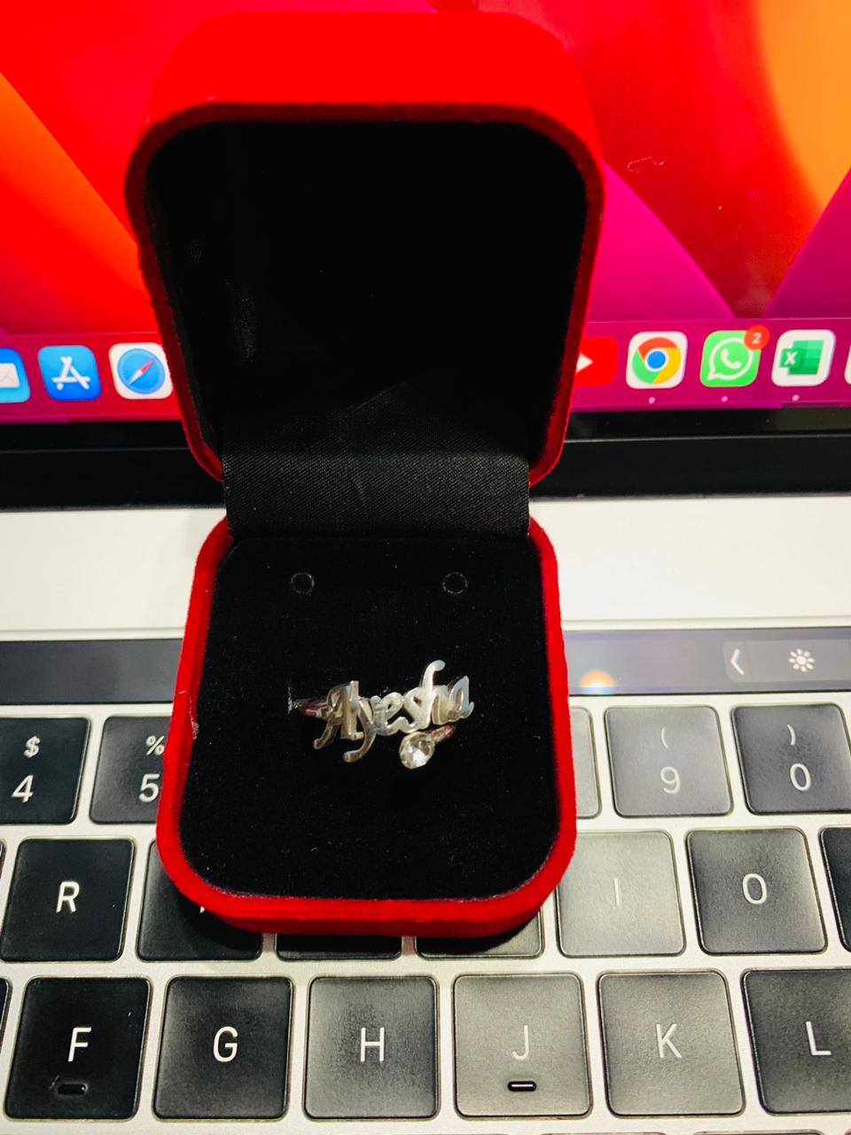 Customized name pipe ring with stone – photo 6