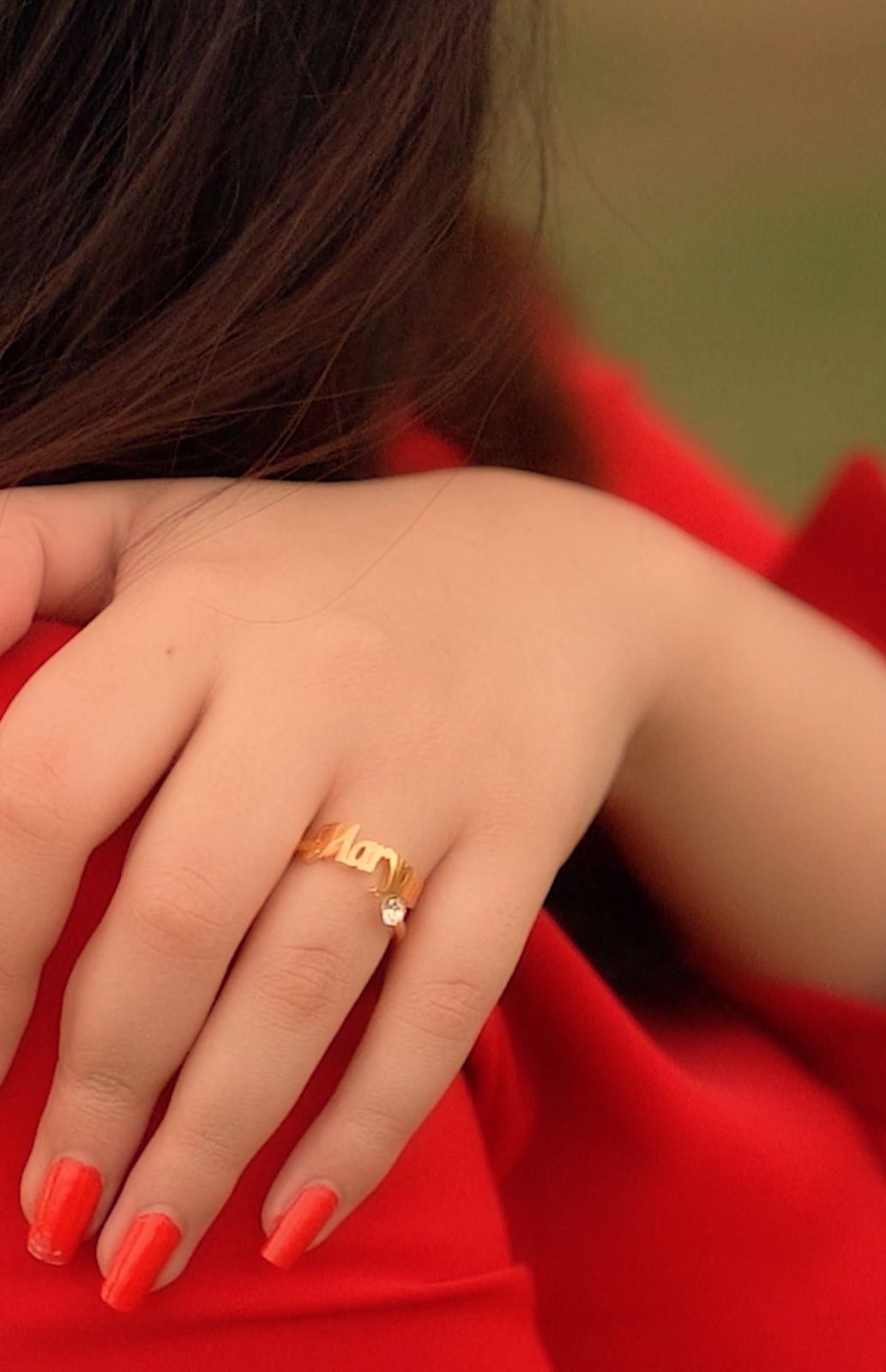 Customized name pipe ring with stone – photo 3