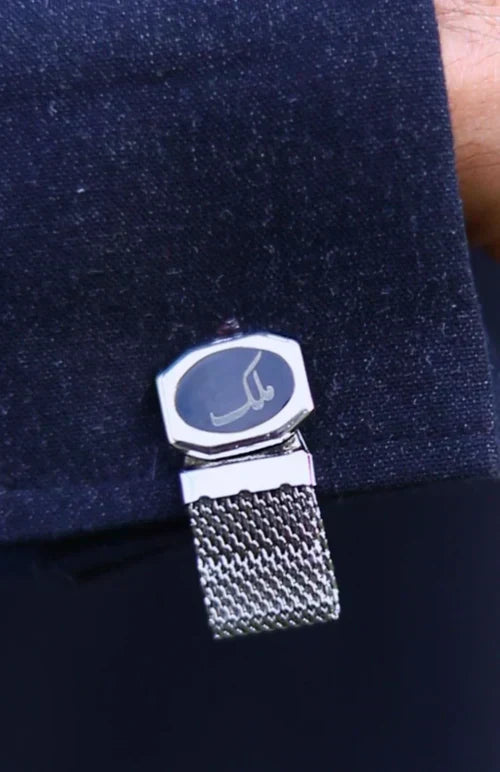 Gem cufflinks with name engraving studs