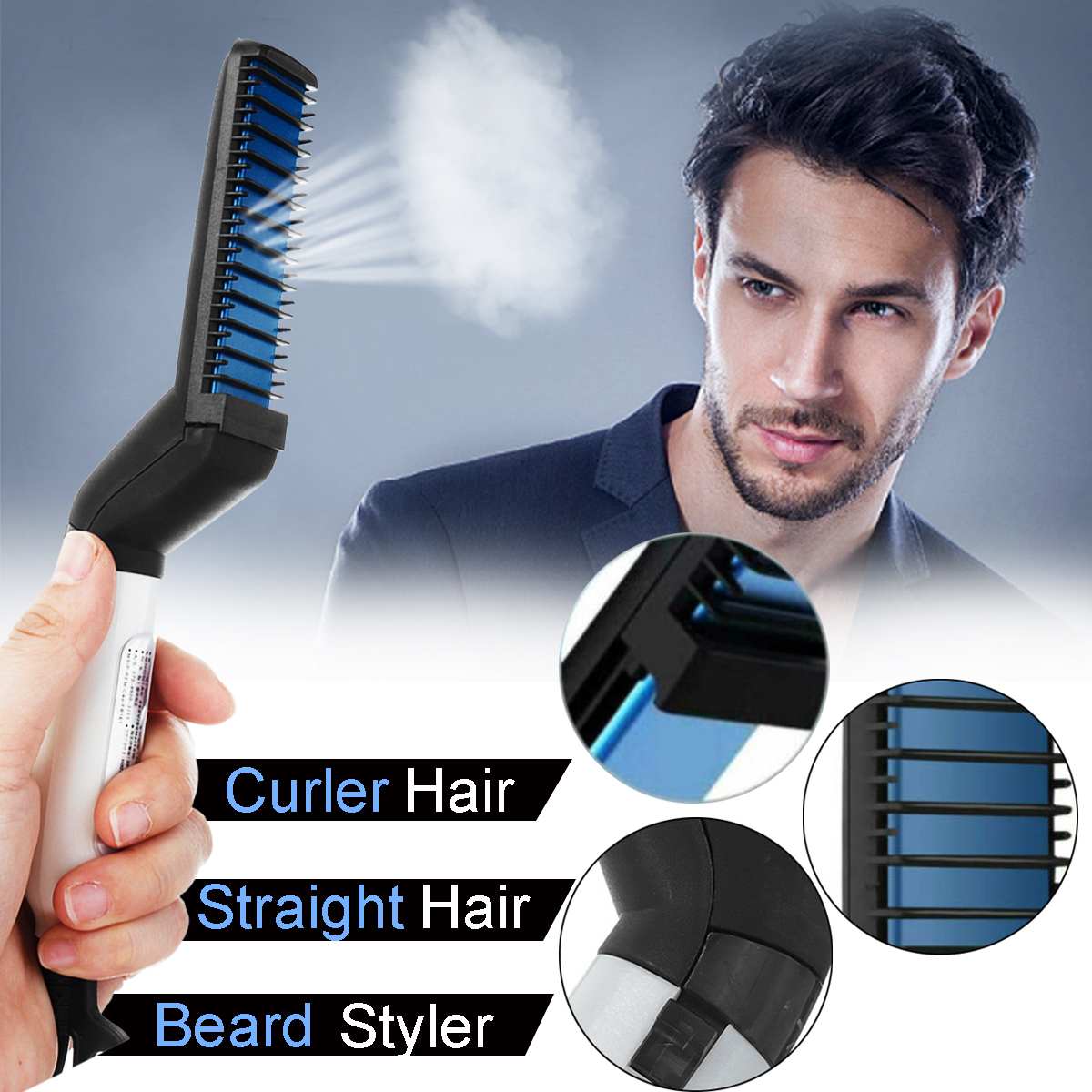Men's hair straightener and beard comb