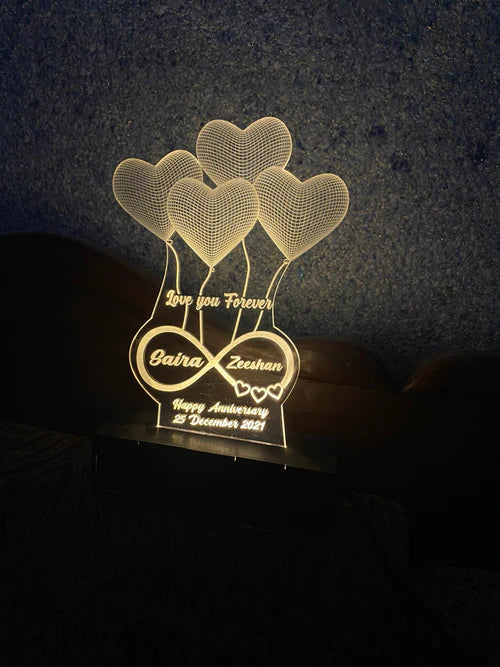 Couple name personalized 3D illusion LED night lamp