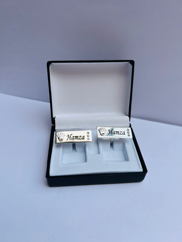 Customize crown engraved name cufflinks – photo 3