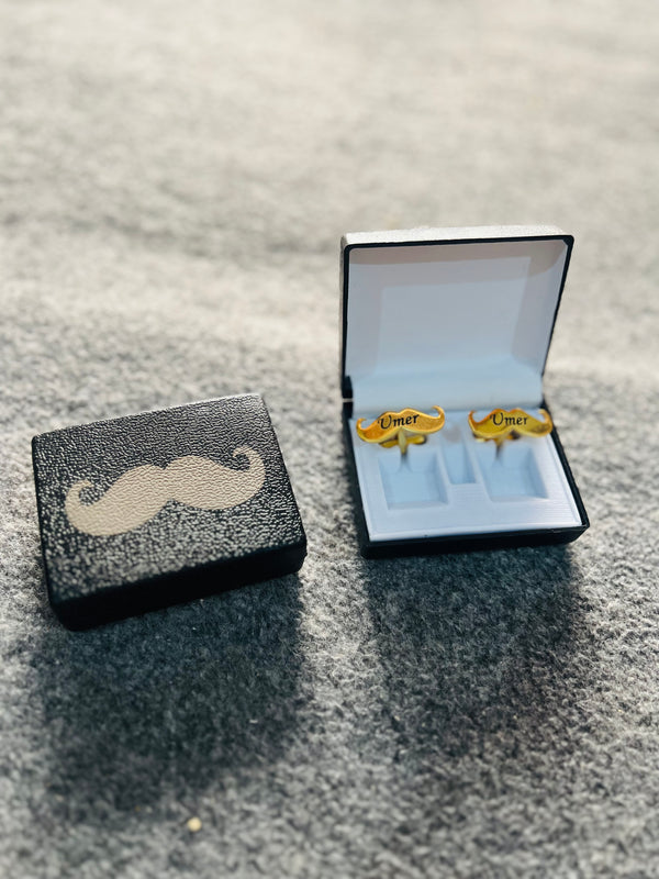 Mustache name engraved cufflinks in gold and silver color – photo 5