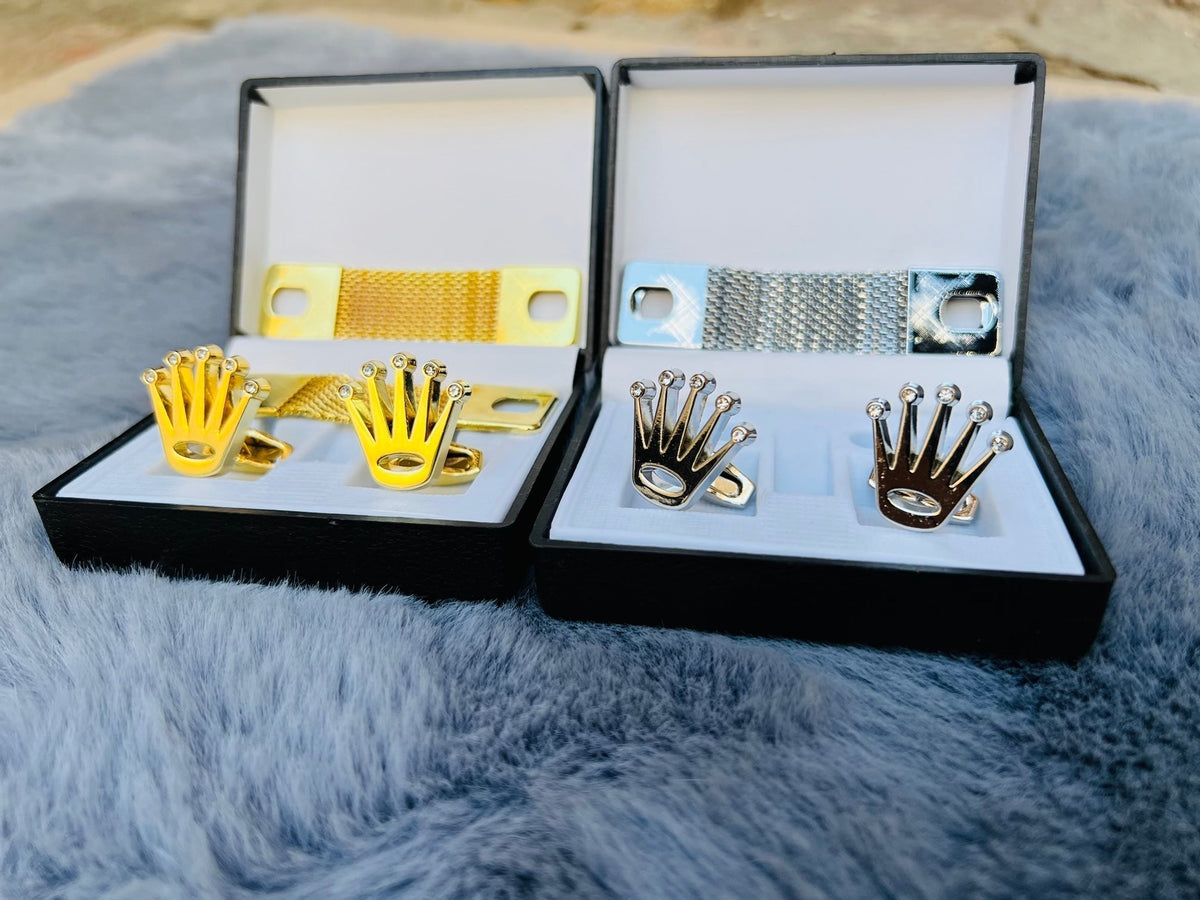 Stylish cufflinks with chain and box – photo 2